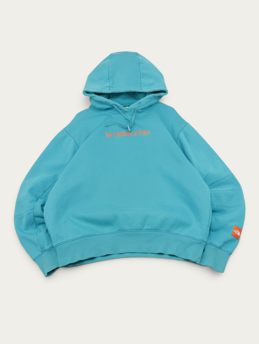 Sudadera con capucha Alabama Vintage The North Face en color azul turquesa con texto bordado en naranja