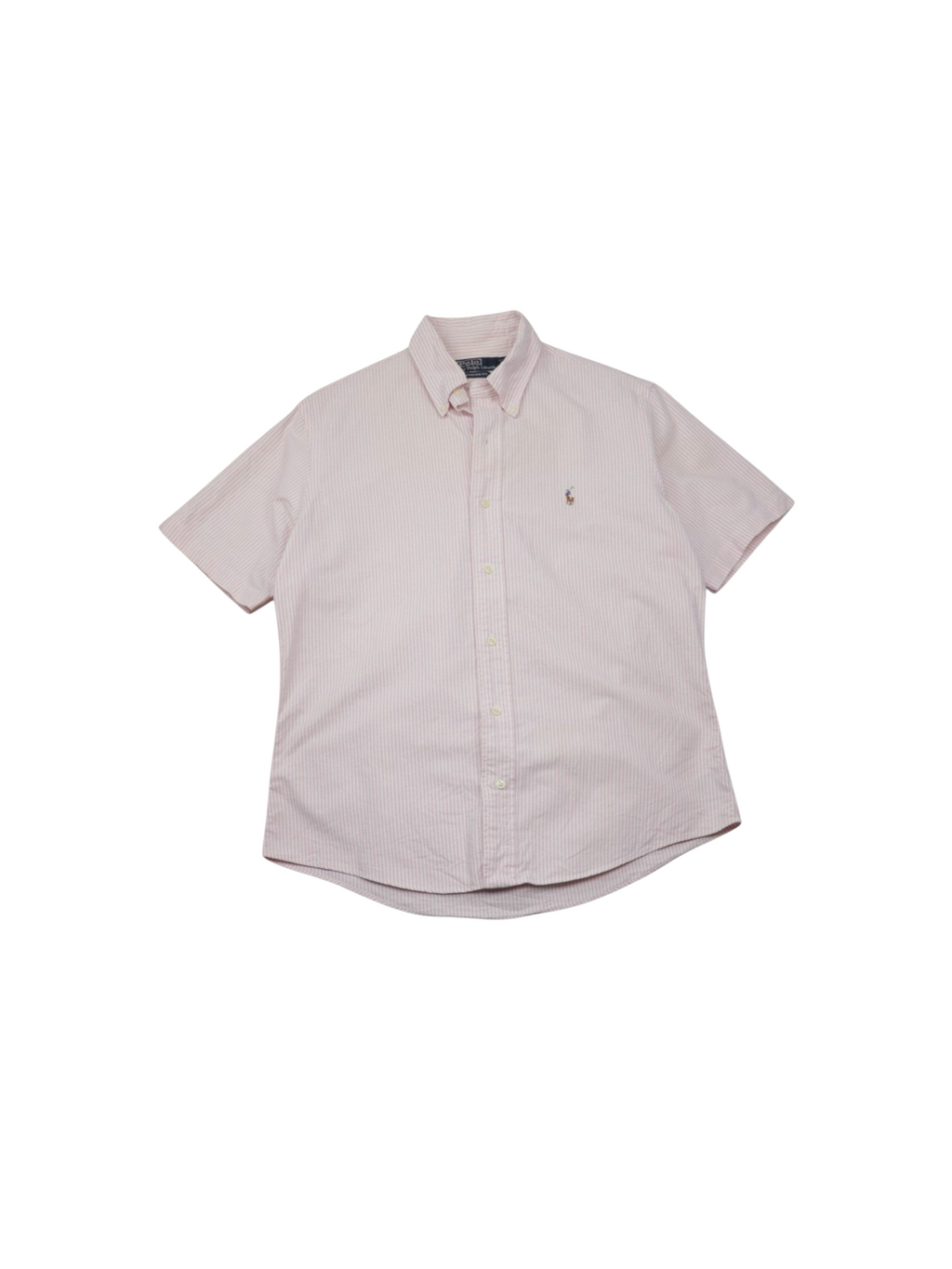 Camisa Ralph Lauren vintage de manga corta a rayas blancas y rosas de Alabama Vintage