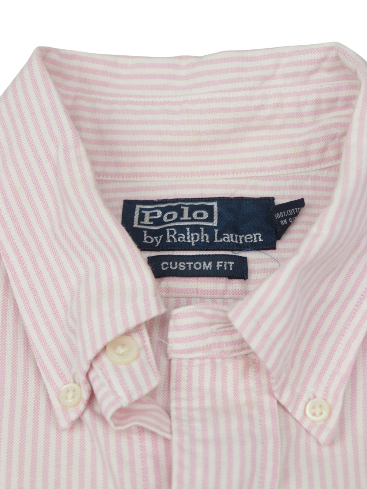 Camisa vintage Alabama Vintage de Ralph Lauren a rayas blancas y rosas con cuello abotonado y corte custom fit