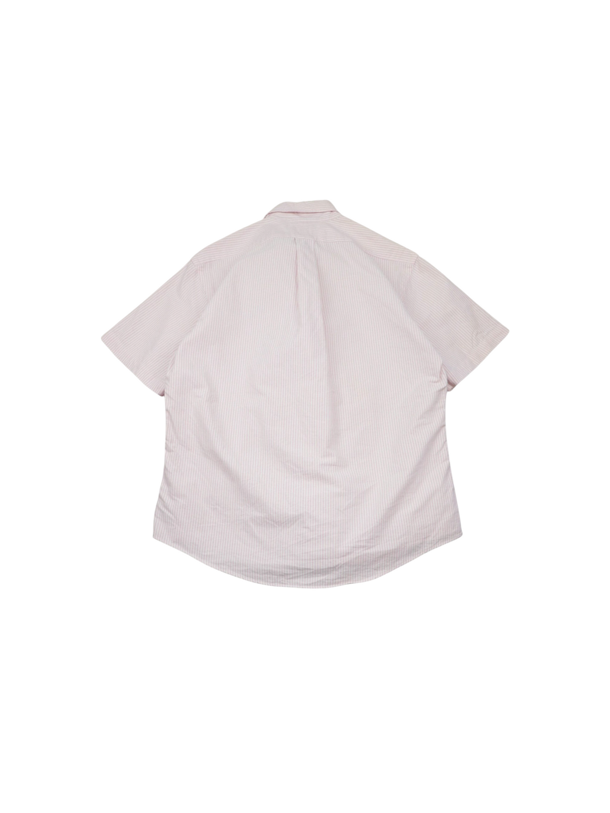 Vista trasera de camisa Ralph Lauren vintage de Alabama Vintage en color rosa con rayas blancas y manga corta
