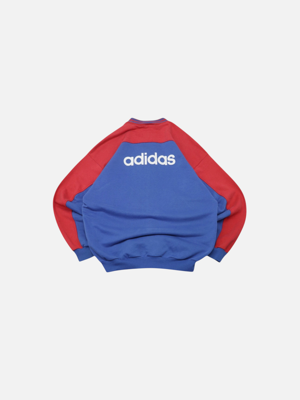 Sudadera vintage Alabama Vintage de Adidas del Bayern München 1995-96 en azul y rojo con logo estampado en la espalda