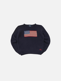 Jersey de punto azul marino Alabama Vintage Ralph Lauren con bandera americana y logo RL bordado en estilo años 2000
