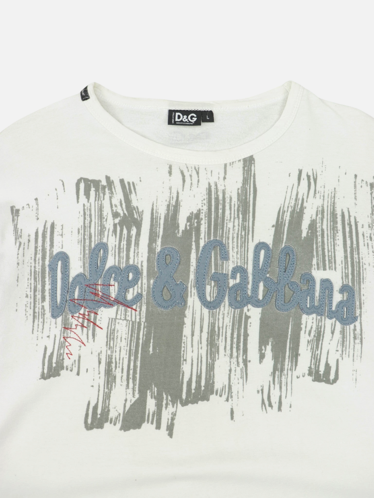 Camiseta vintage Alabama Vintage Dolce & Gabbana blanca con estampado gráfico estilo Y2K y logo bordado