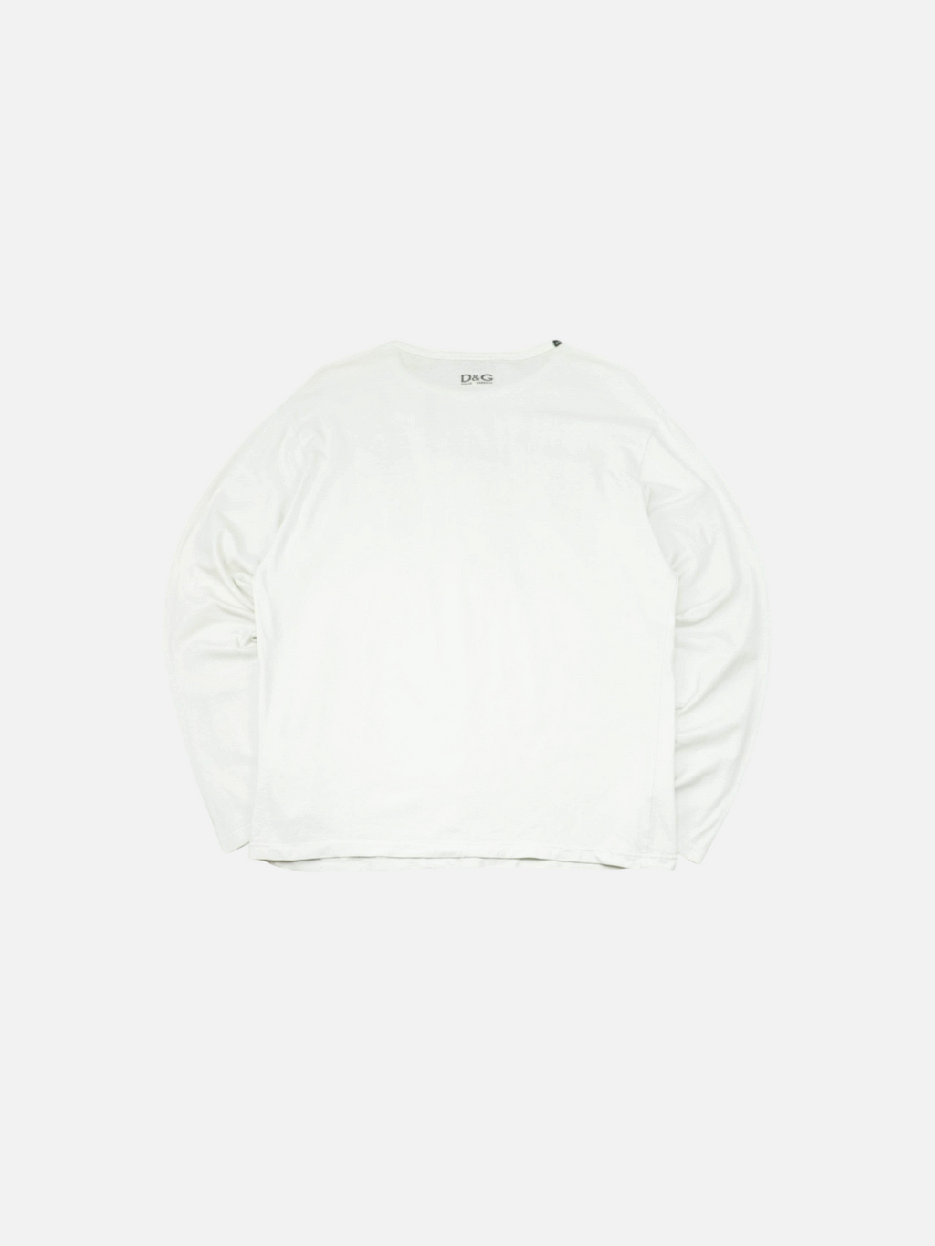 Camiseta de manga larga blanca vintage de Alabama Vintage estilo Y2K con logo D&G en el cuello