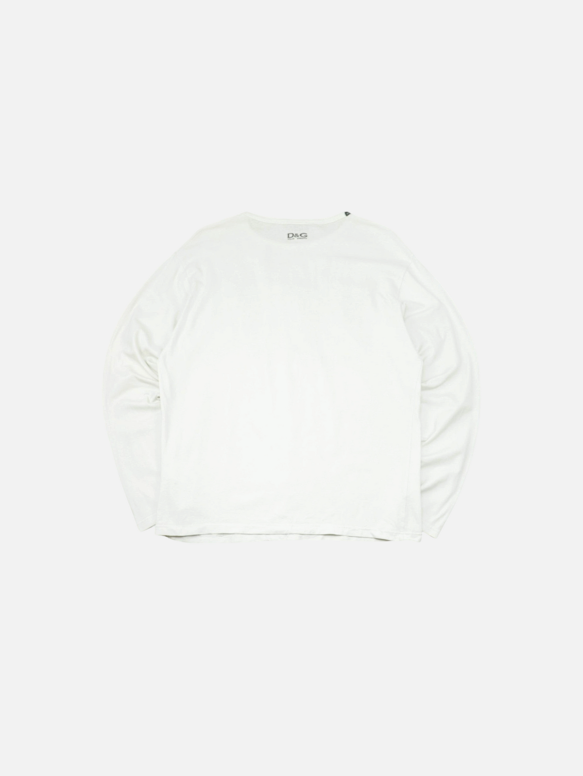 Camiseta de manga larga blanca vintage de Alabama Vintage estilo Y2K con logo D&G en el cuello