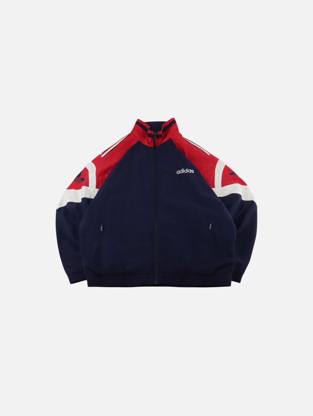 Chaqueta vintage Adidas de Alabama Vintage en azul marino, rojo y blanco con cierre de cremallera y logo bordado