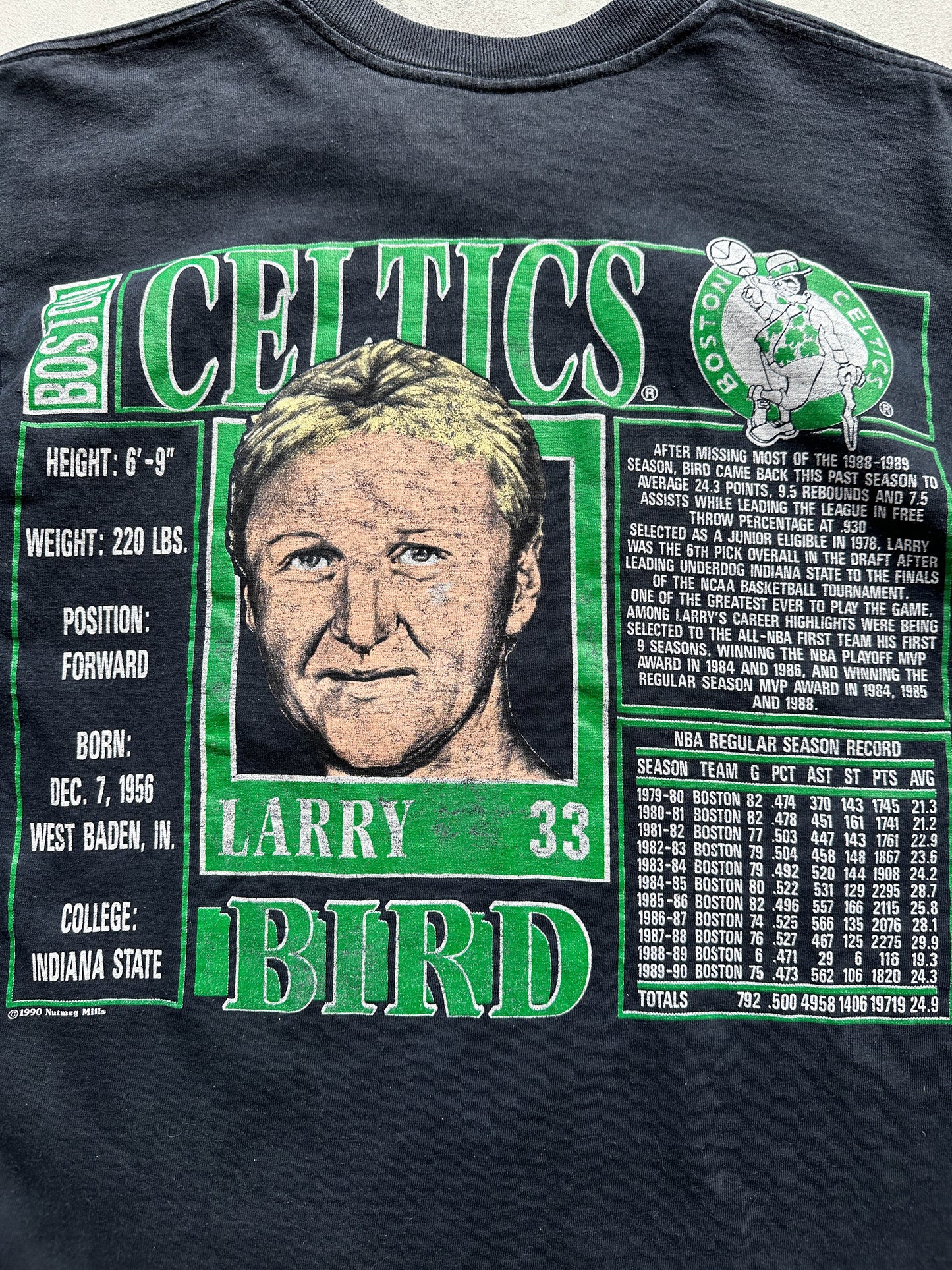 Camiseta Nutmeg Larry Bird Boston Celtics NBA 90s