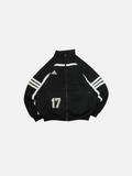 Chaqueta deportiva negra Alabama Vintage estilo años 90 con cremallera, logo Adidas y número 17 en el frente