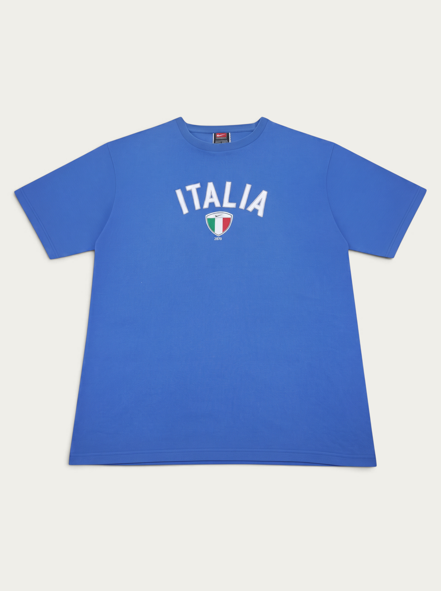 Camiseta vintage azul de Italia de Alabama Vintage con logo Nike y escudo de la selección italiana en el pecho