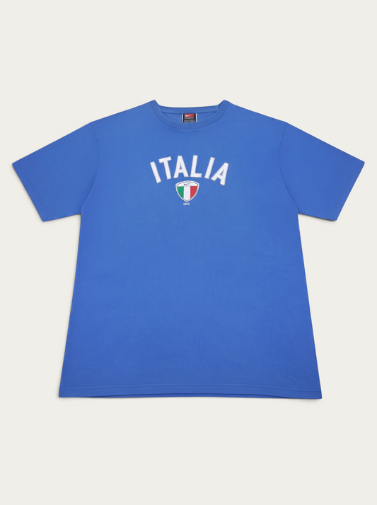 Camiseta vintage azul de Italia de Alabama Vintage con logo Nike y escudo de la selección italiana en el pecho