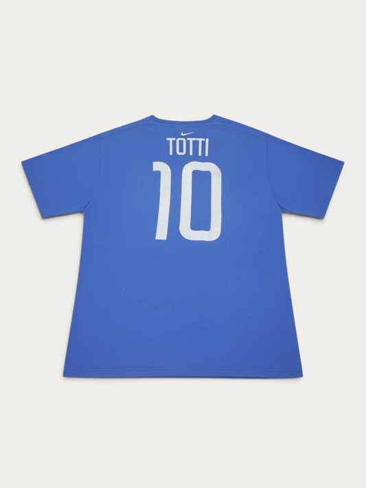 Camiseta de fútbol azul Alabama Vintage de Italia años 90 con el número 10 y nombre Totti en la espalda